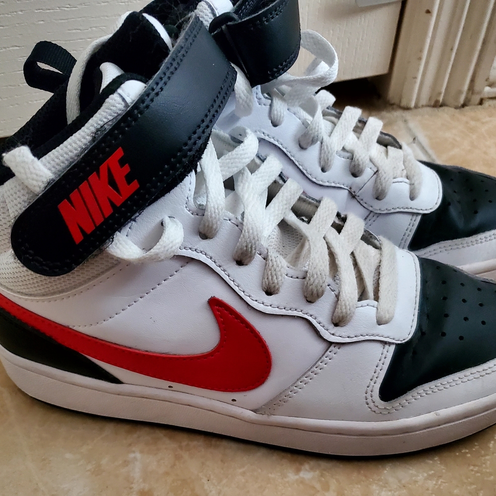 Nike High-Top Sneakers - Black, White, and Red